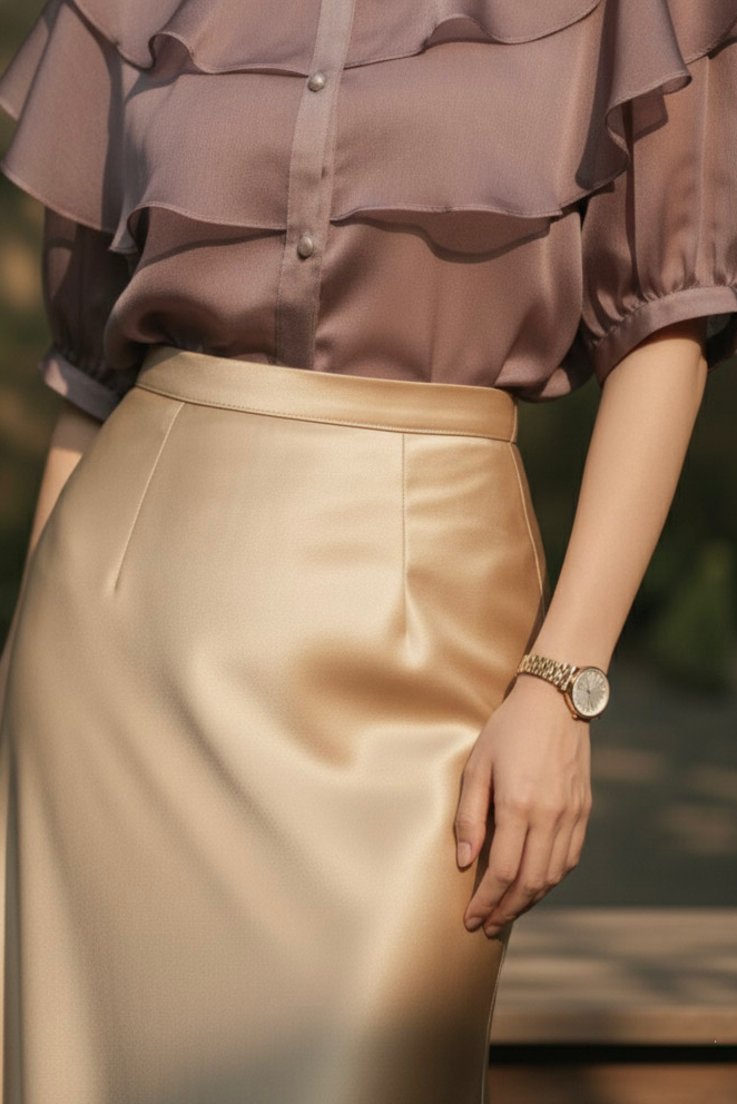 Áo organza tím khói tay phồng thời trang Hity