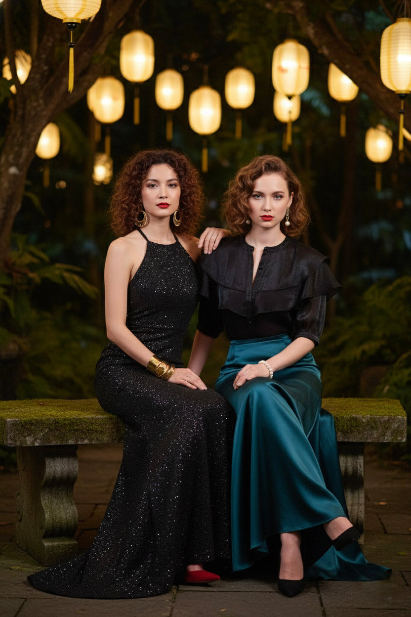 Áo tay phồng xuyên thấu organza đen thời trang Hity