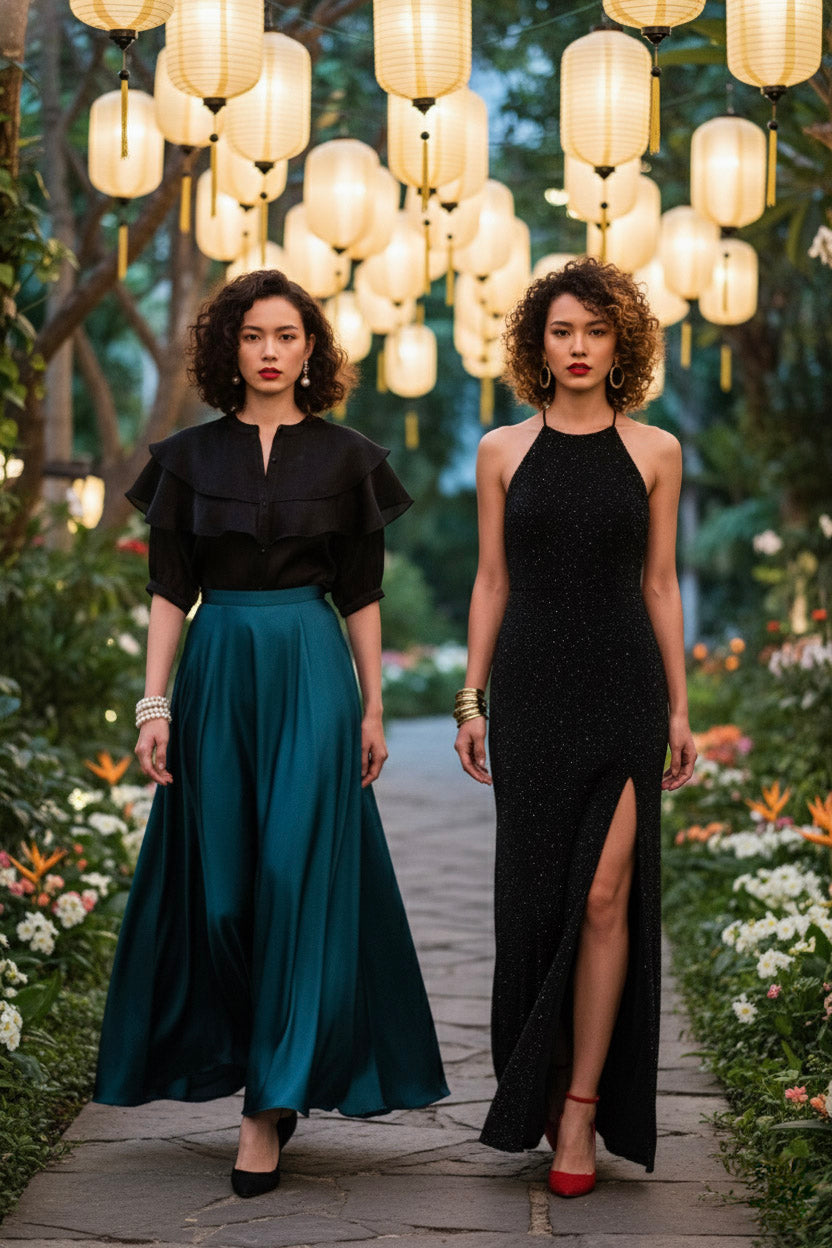 Áo tay phồng xuyên thấu organza đen thời trang Hity