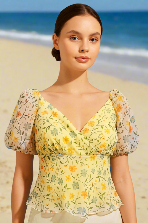 Áo peplum hở lưng tay phồng Soleil thời trang Hity