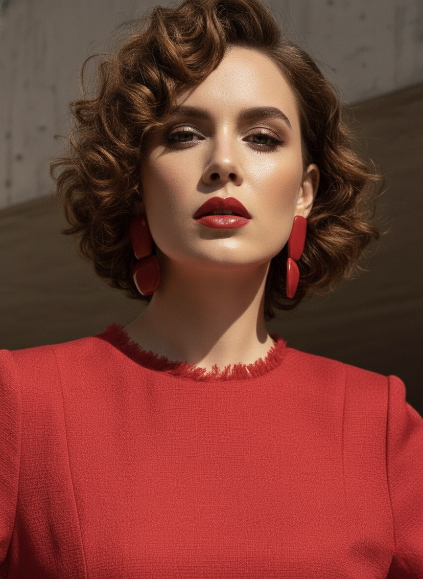 Áo thắt eo peplum tweed đỏ thời trang Hity