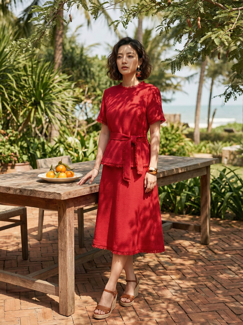 Áo Thắt Eo Peplum Tua Rua Thanh Minh