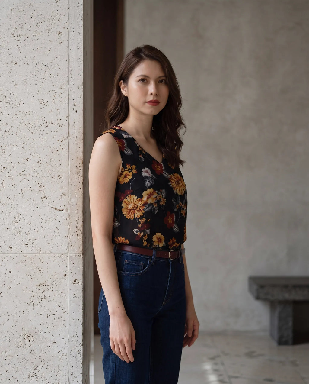 Áo sát nách chiffon hoa cúc phong cách trẻ thời trang Hity