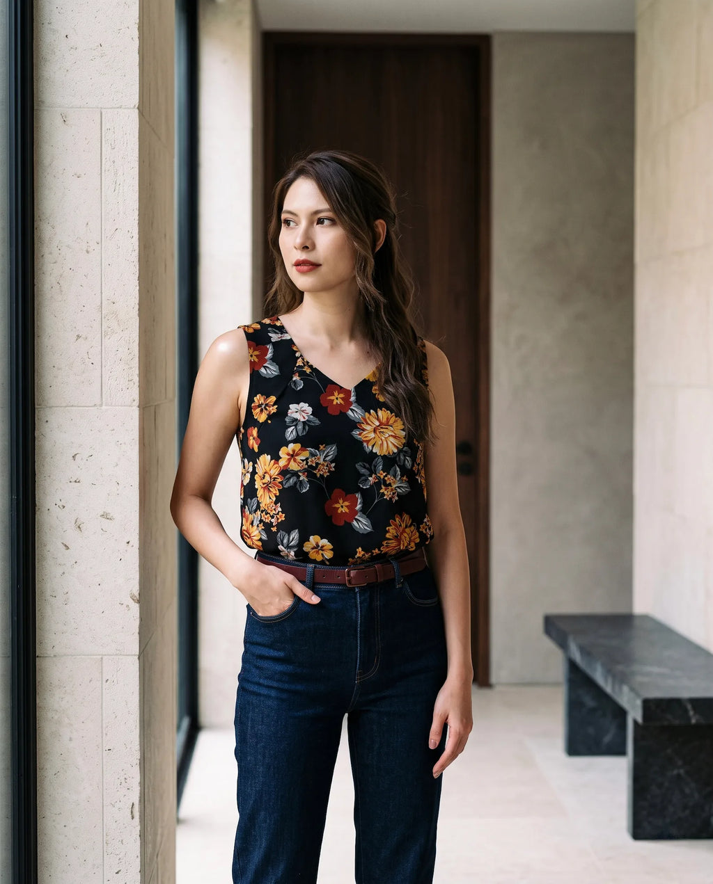 Áo sát nách chiffon hoa cúc phong cách trẻ thời trang Hity