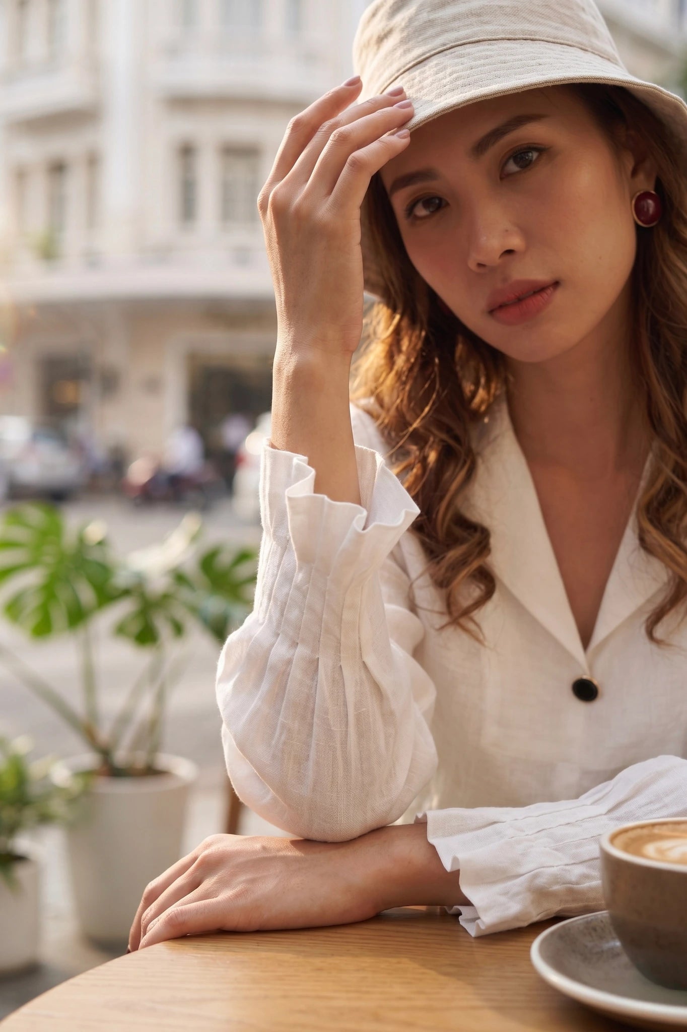Áo sơ mi cổ ve linen trắng thời trang Hity