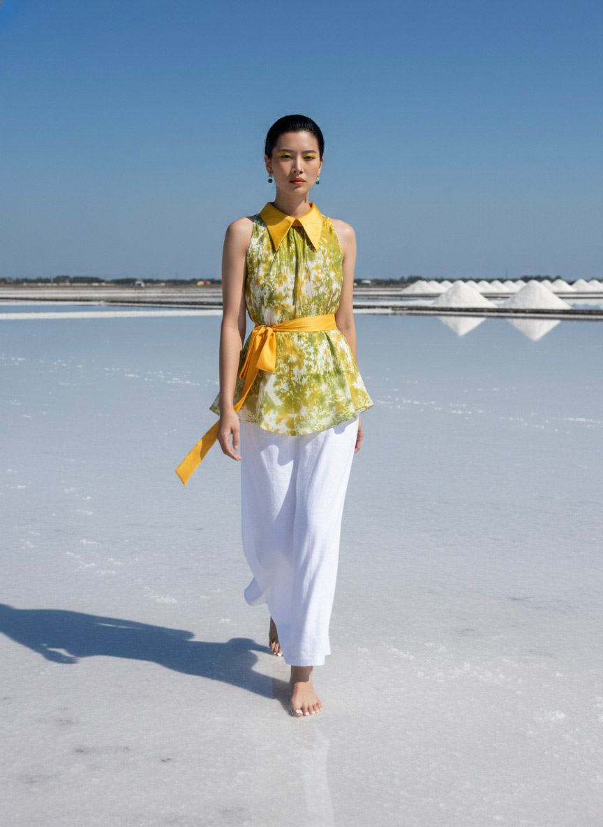 Áo sơ mi yếm halter lụa tiedye thời trang Hity