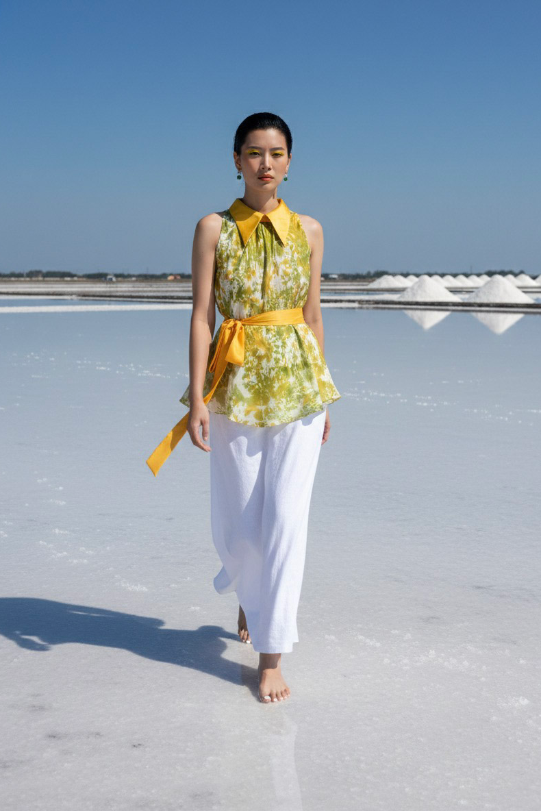 Áo sơ mi yếm halter lụa tiedye thời trang Hity