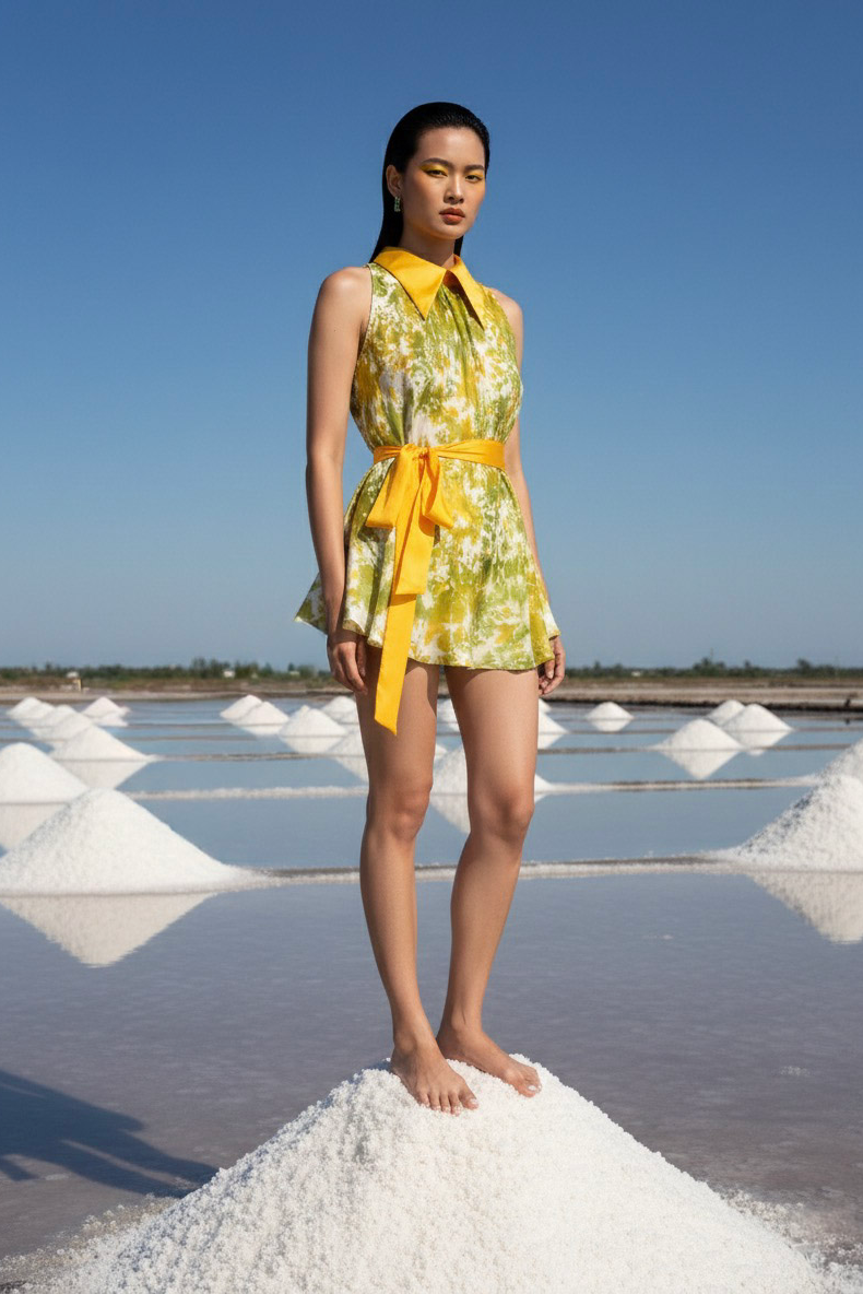 Áo sơ mi yếm halter lụa tiedye thời trang Hity