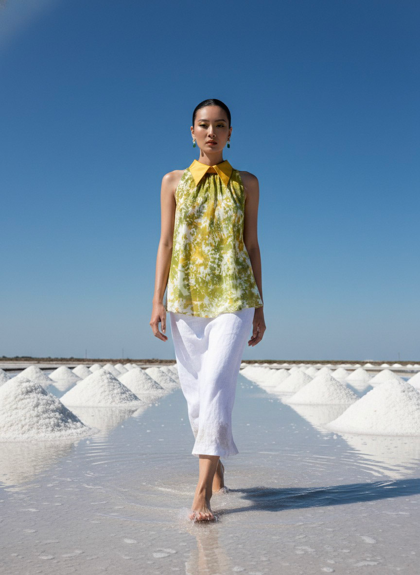 Áo sơ mi yếm halter lụa tiedye thời trang Hity
