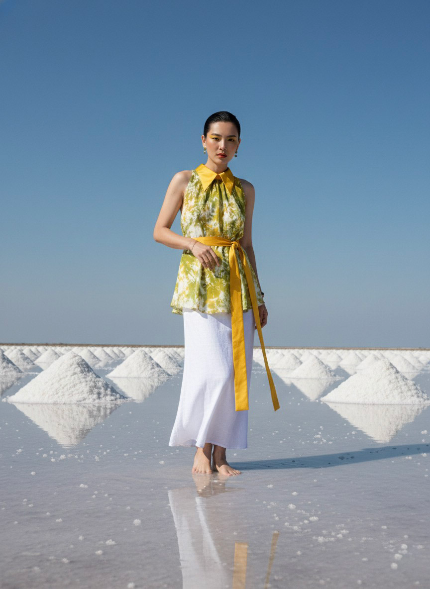 Áo sơ mi yếm halter lụa tiedye thời trang Hity