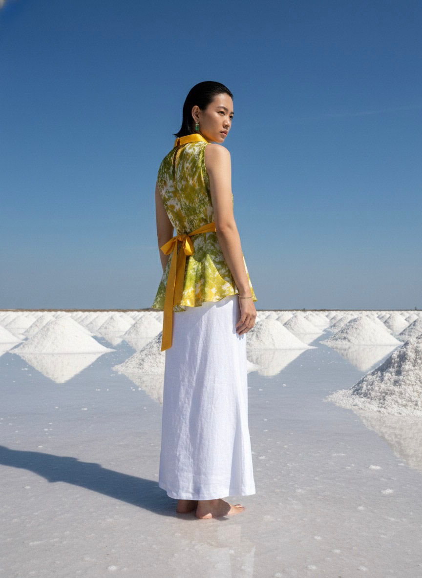 Áo sơ mi yếm halter lụa tiedye thời trang Hity