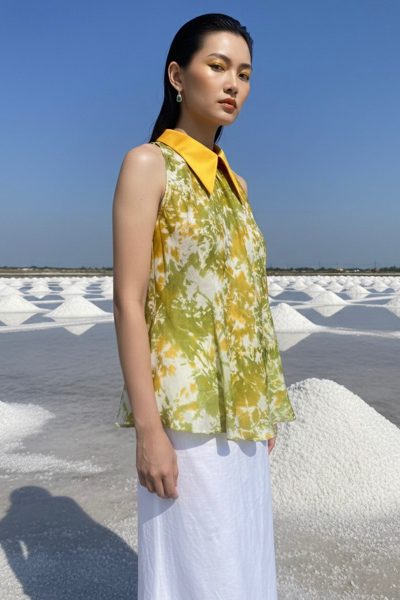 Áo sơ mi yếm halter lụa tiedye thời trang Hity