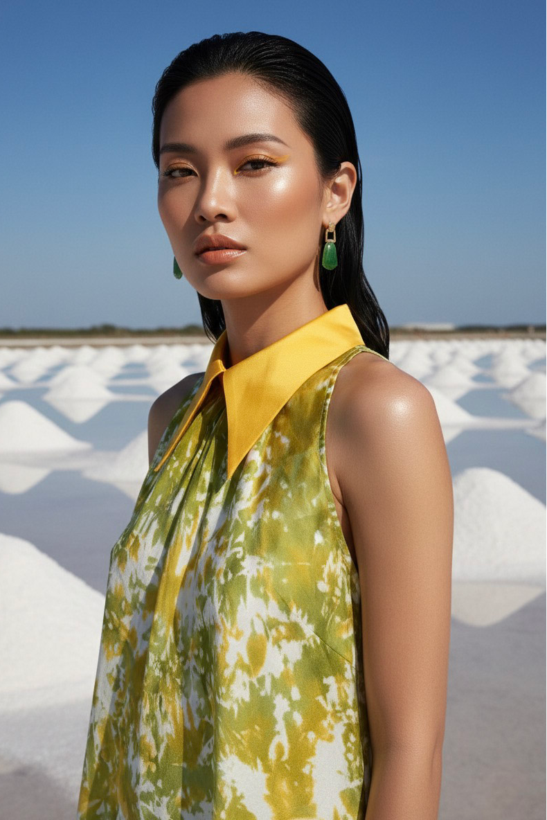 Áo sơ mi yếm halter lụa tiedye thời trang Hity