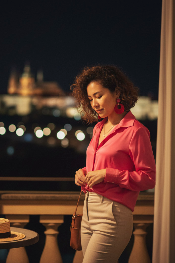 Áo sơ mi dáng rộng oversize hồng sen thời trang Hity