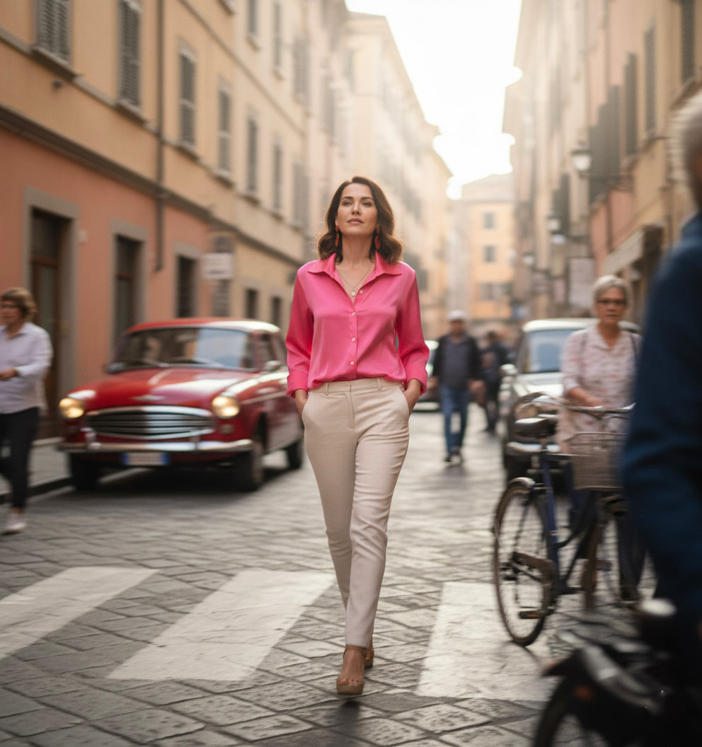 Áo sơ mi dáng rộng oversize hồng sen thời trang Hity