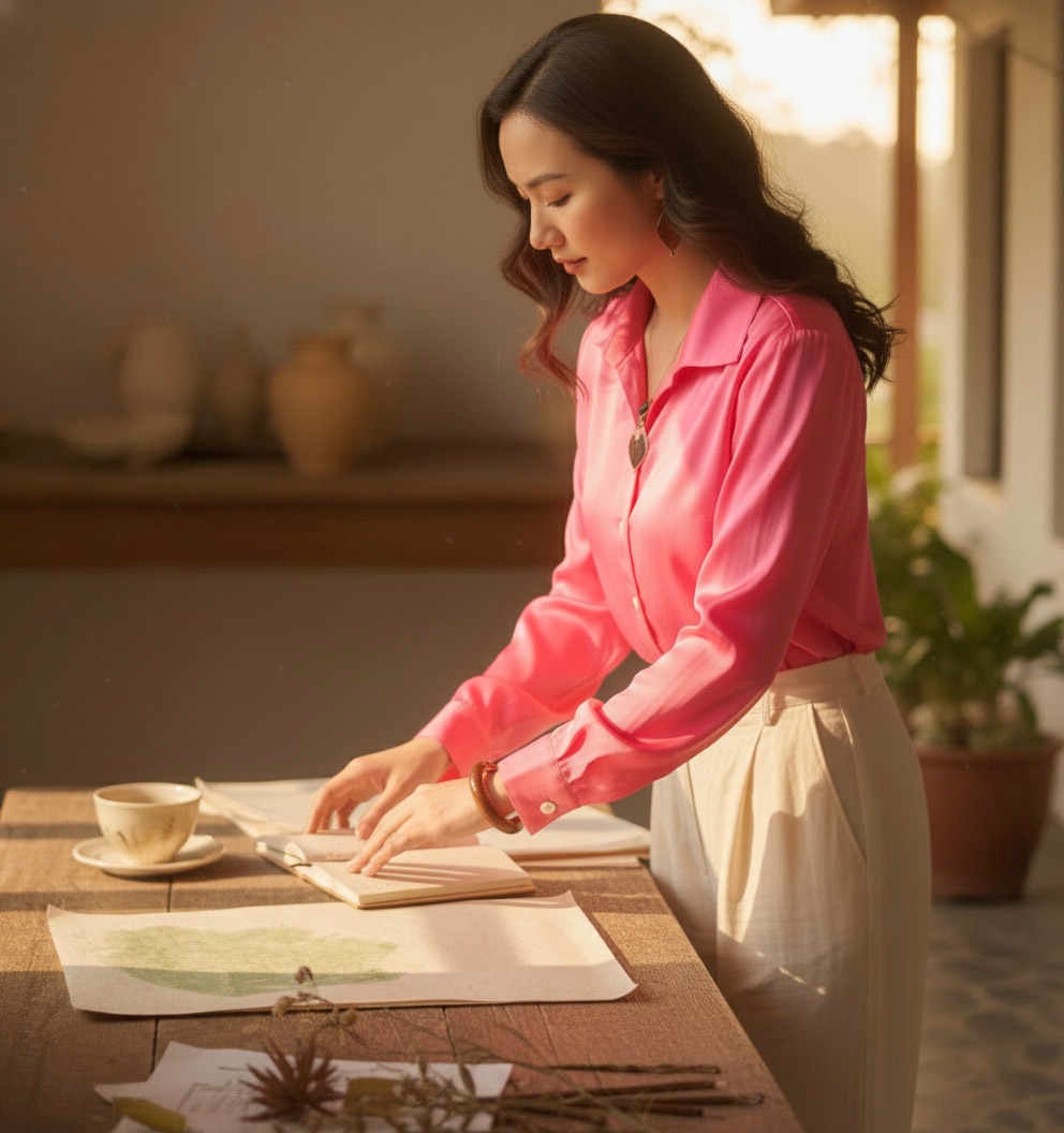 Áo sơ mi dáng rộng oversize hồng sen thời trang Hity