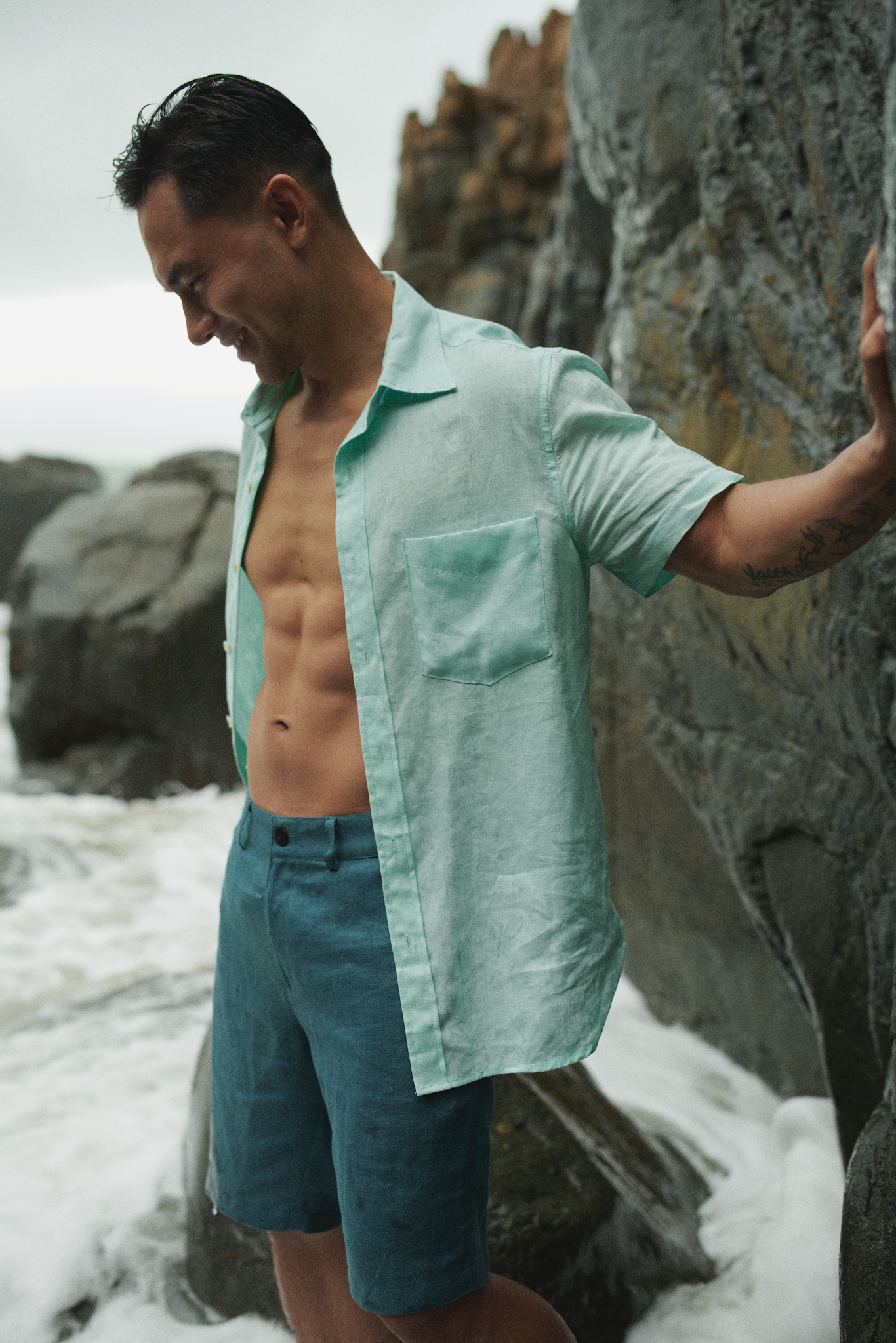 Áo sơ mi nam tay ngắn linen thời trang Hity