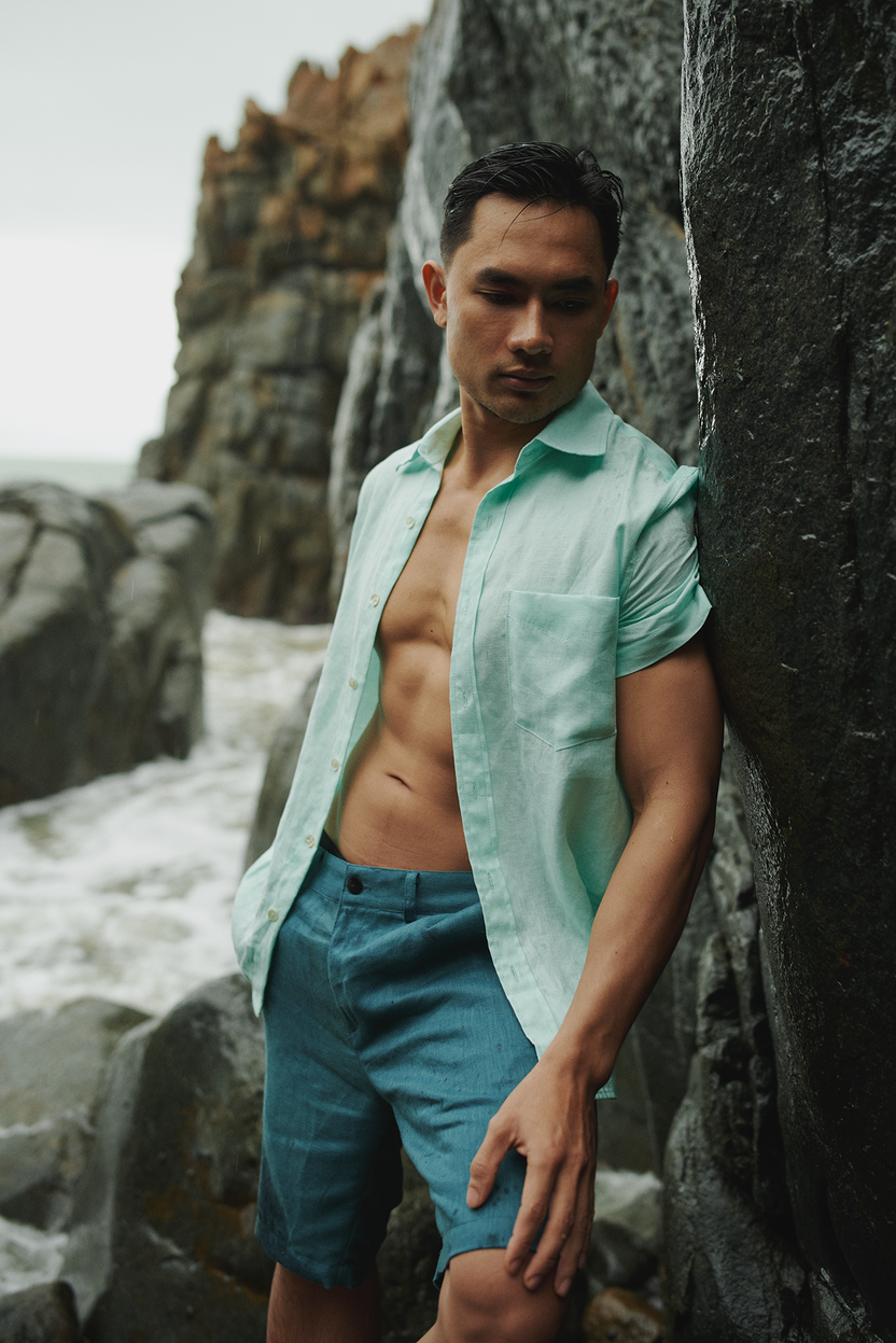 Áo sơ mi nam tay ngắn linen thời trang Hity