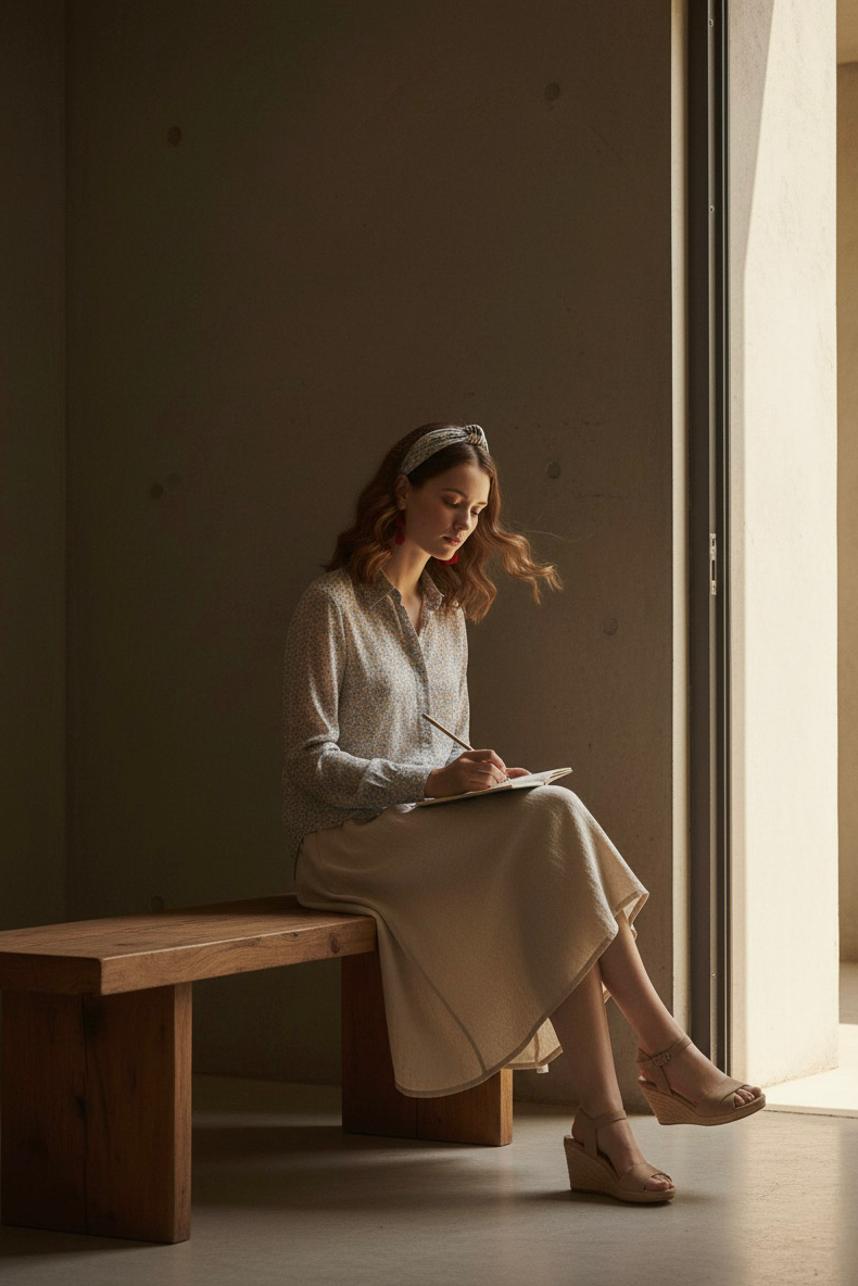 Áo sơ mi tay dài chiffon voan hoa nhí cổ điển vintage thời trang Hity