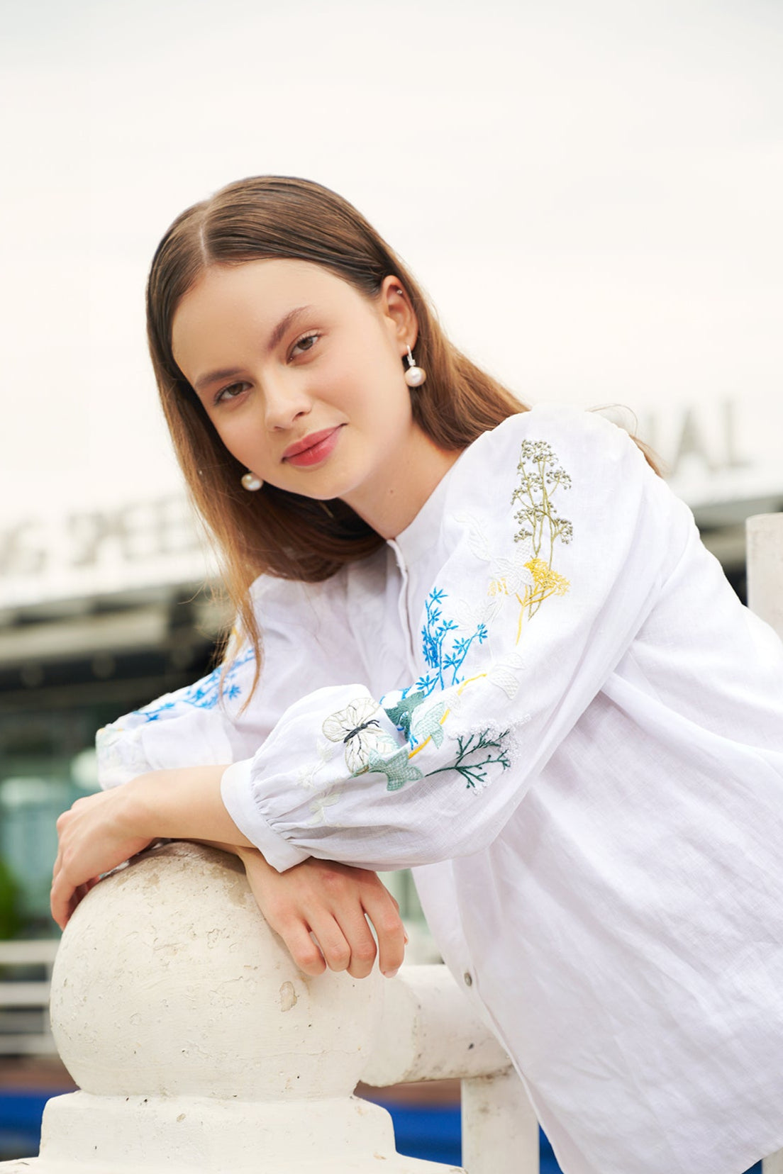 Áo linen trắng thêu tay Mơ thời trang Hity