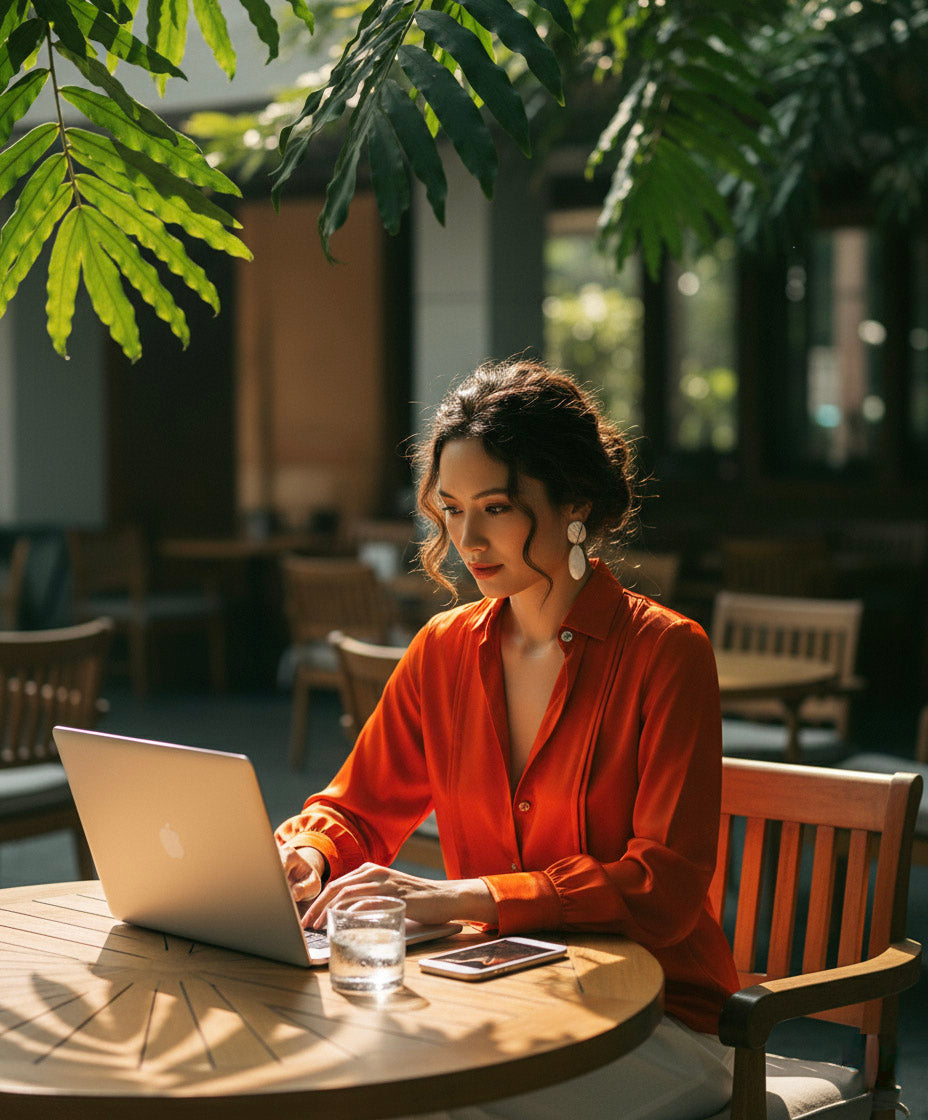 Áo sơ mi tay dài cam đất thời trang Hity