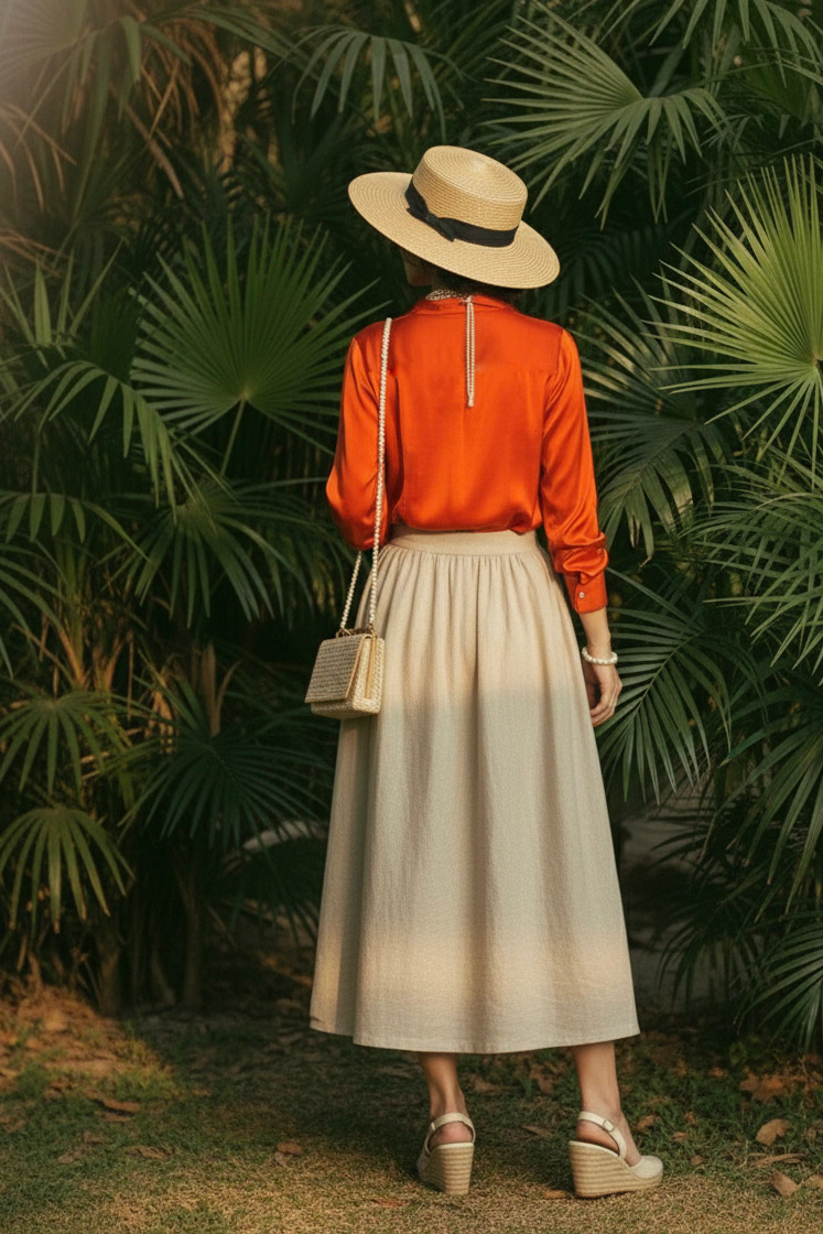 Áo sơ mi tay dài cam đất thời trang Hity