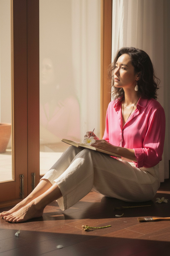 Áo sơ mi tay dài hồng sen thời trang Hity