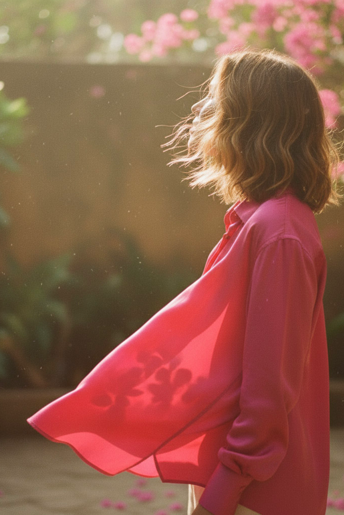 Áo sơ mi tay dài hồng sen thời trang Hity