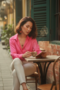 Áo sơ mi tay dài hồng sen thời trang Hity