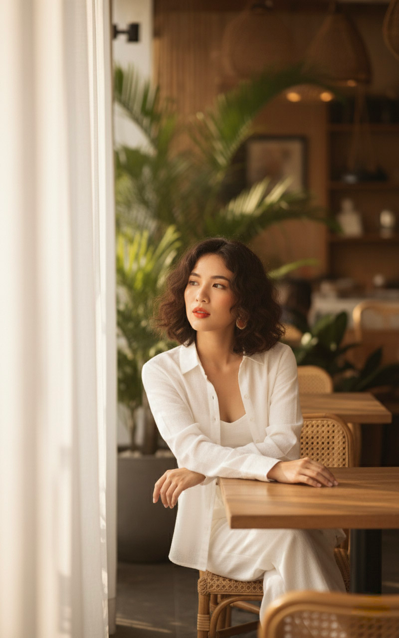 Áo sơ mi nữ tay dài linen trắng thời trang Hity