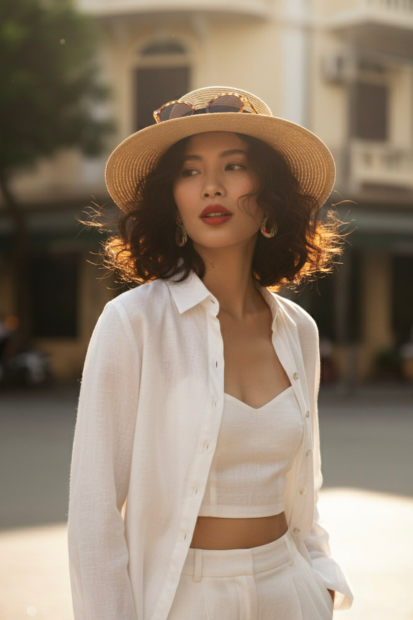 Áo sơ mi nữ tay dài linen trắng thời trang Hity