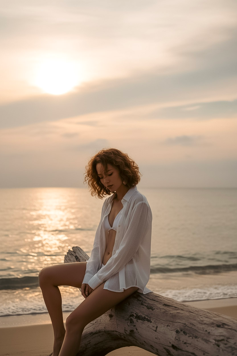 Áo sơ mi nữ tay dài linen trắng thời trang Hity