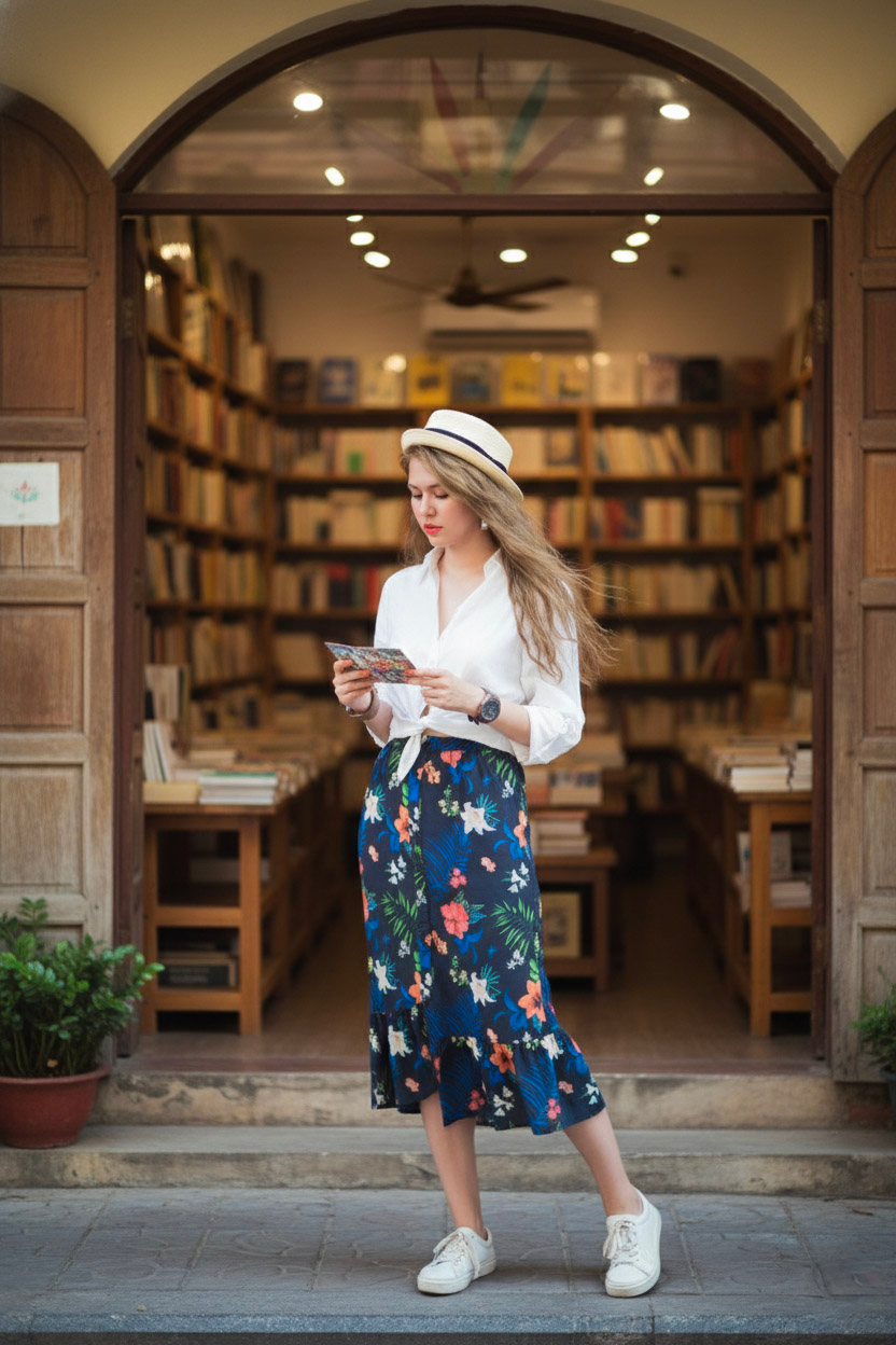 Áo sơ mi nữ tay dài linen trắng thời trang Hity