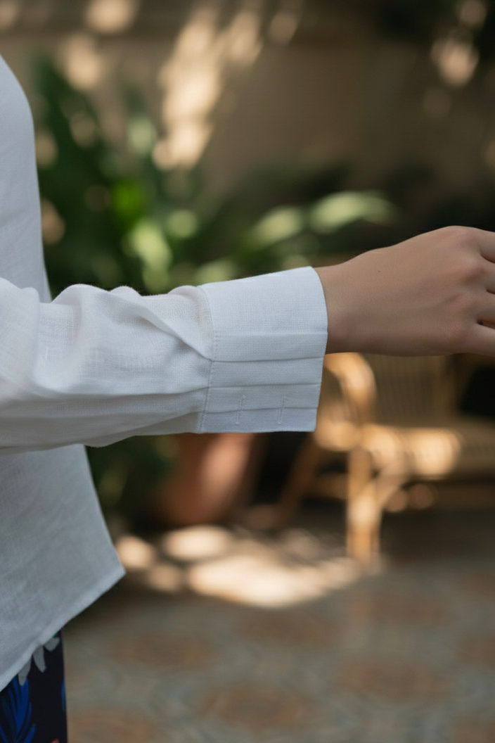 Áo sơ mi nữ tay dài linen trắng thời trang Hity