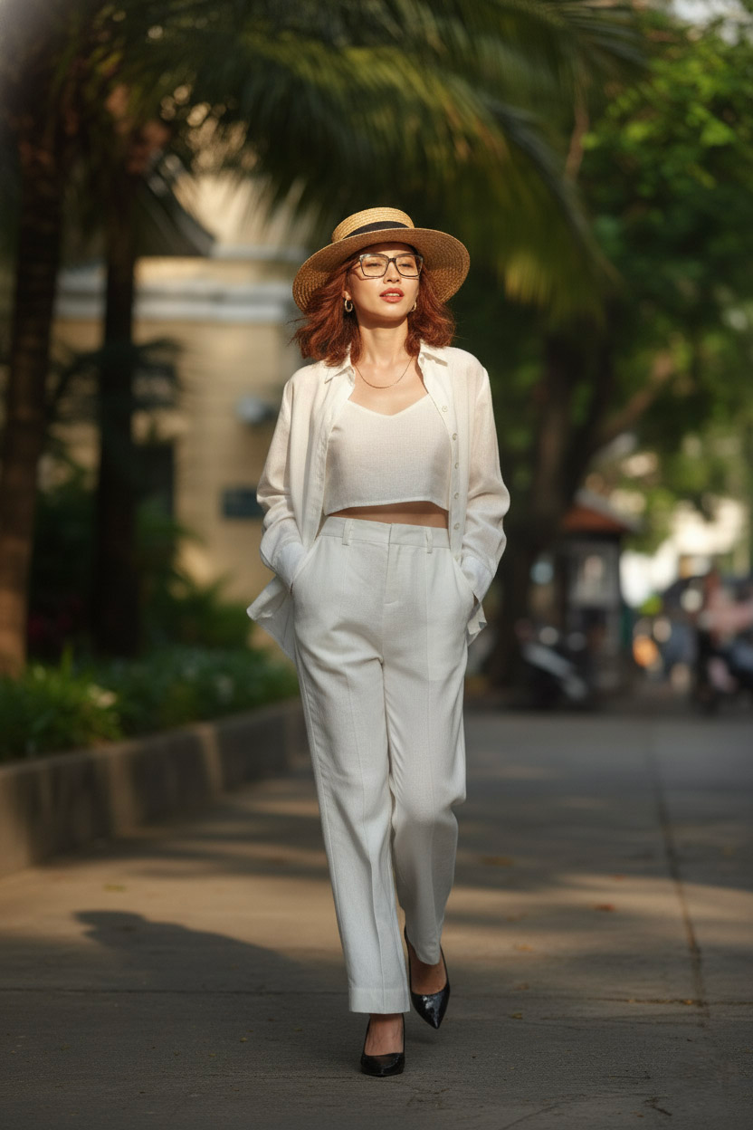 Áo sơ mi nữ tay dài linen trắng thời trang Hity