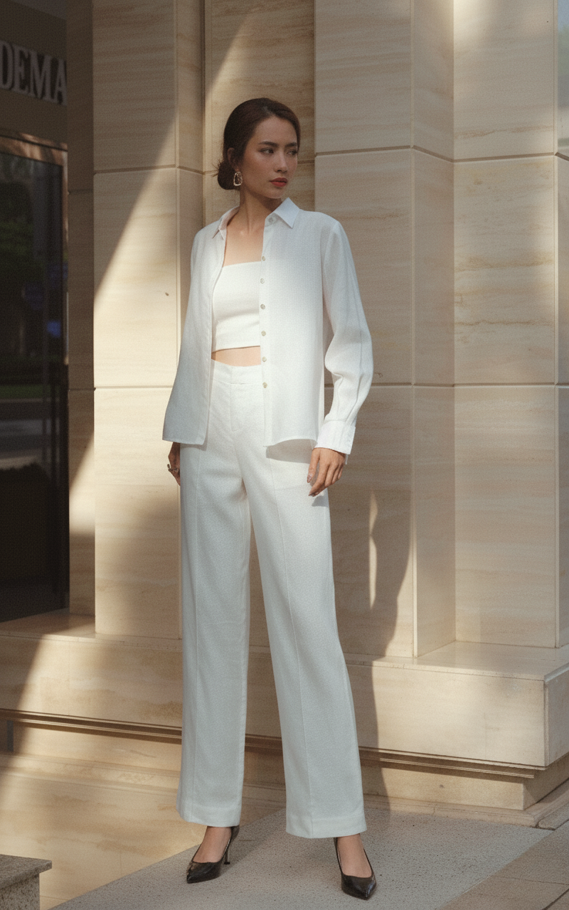 Áo sơ mi nữ linen trắng thời trang Hity