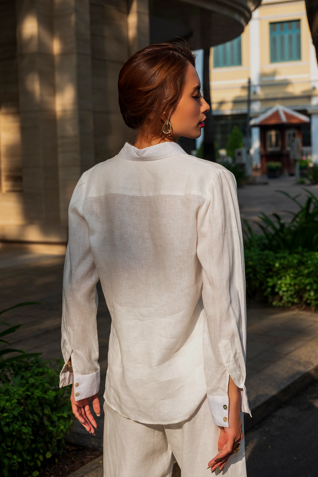 Áo sơ mi nữ linen trắng thời trang Hity