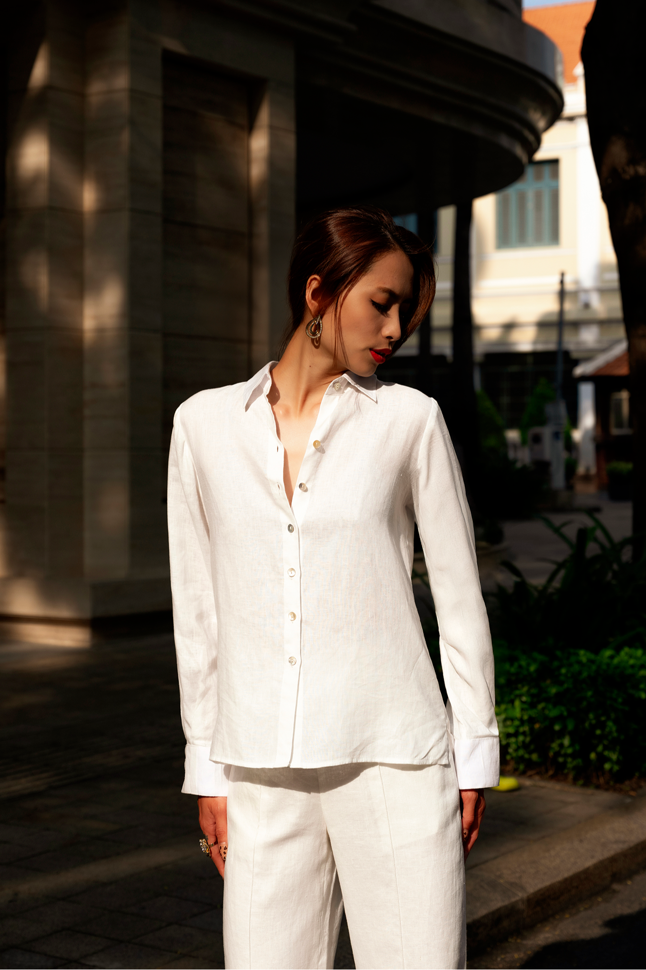 Áo sơ mi nữ linen trắng thời trang Hity