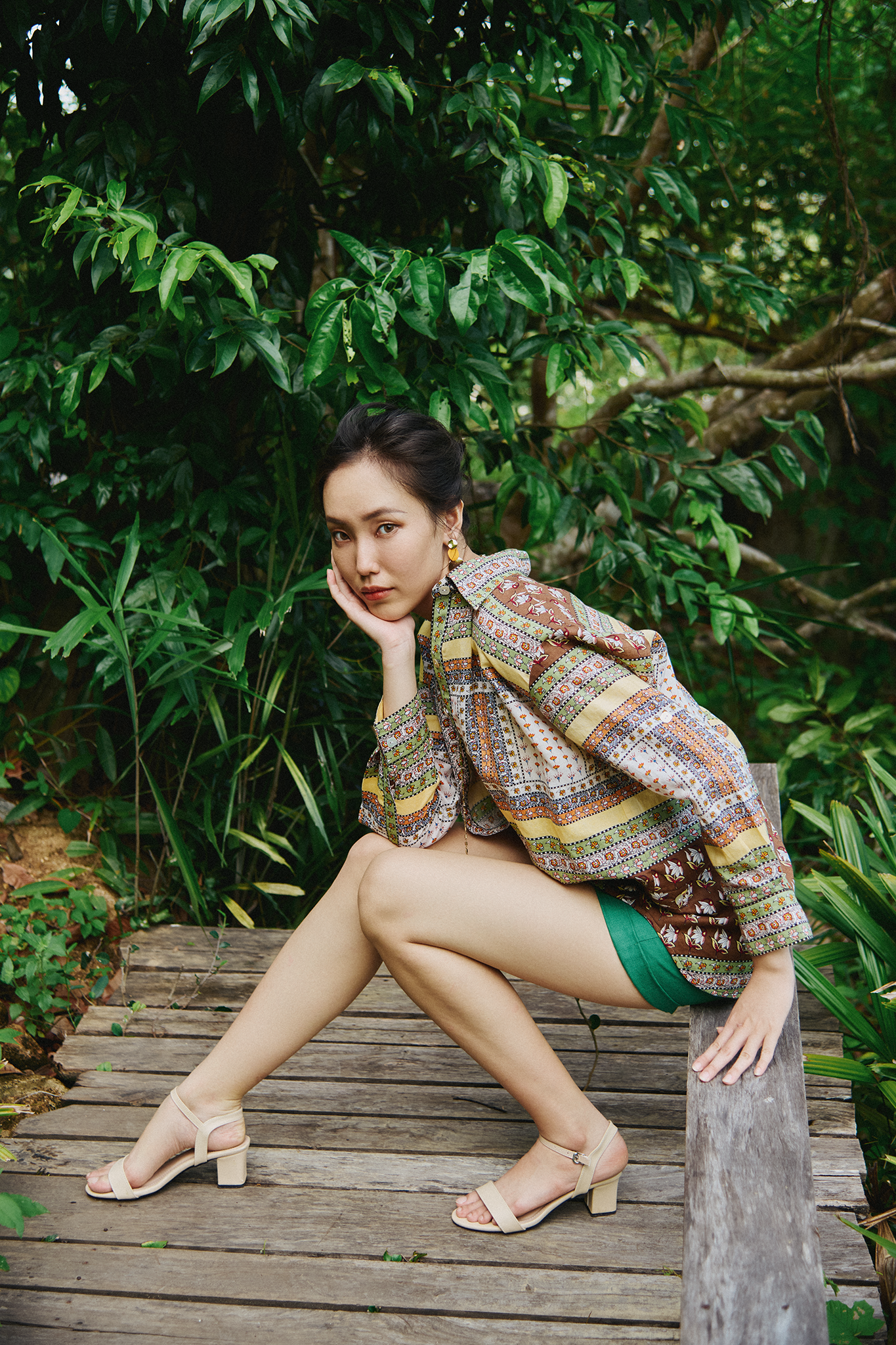 Áo sơ mi oversize linen thổ cẩm bohemian thời trang Hity