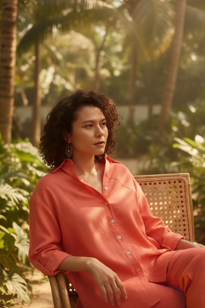 Áo sơ mi tay dài form rộng oversize linen thời trang Hity