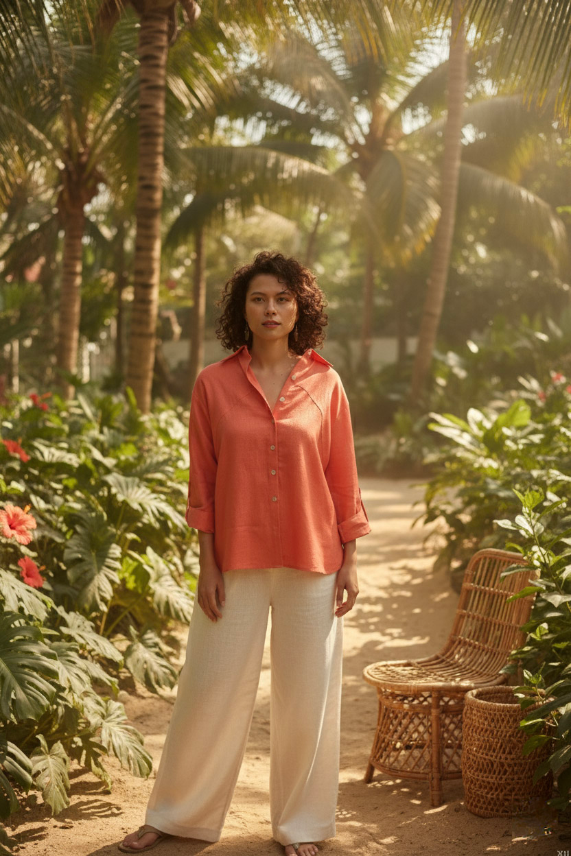 Áo sơ mi tay dài form rộng oversize linen thời trang Hity