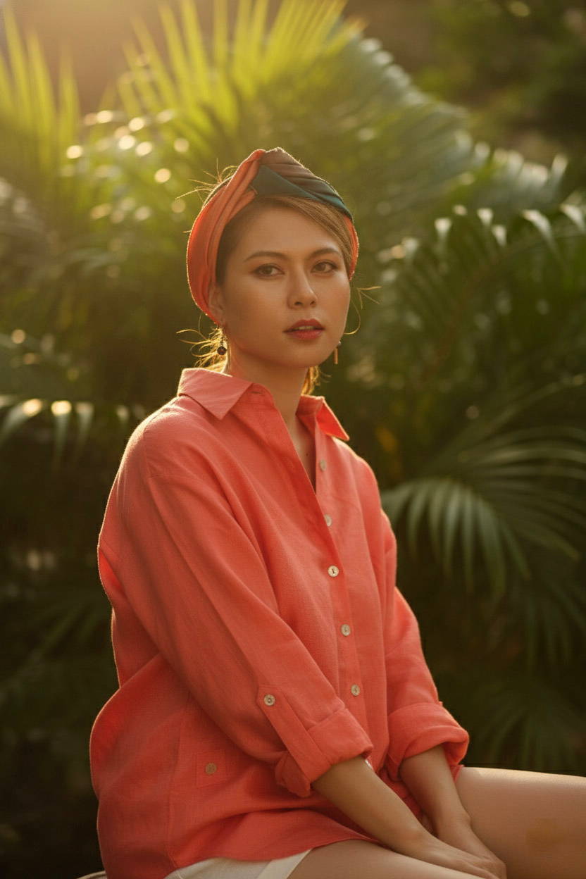 Áo sơ mi tay dài form rộng oversize linen thời trang Hity