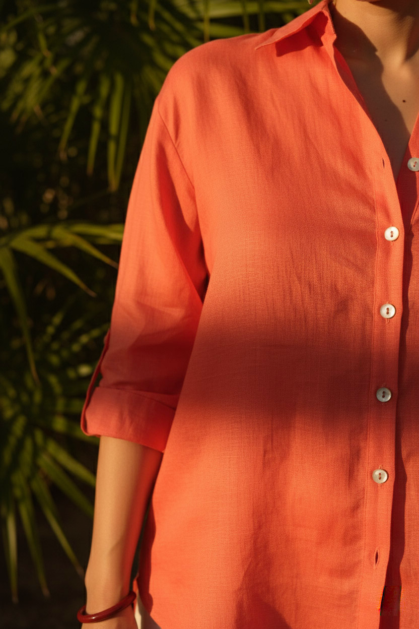 Áo sơ mi tay dài form rộng oversize linen thời trang Hity