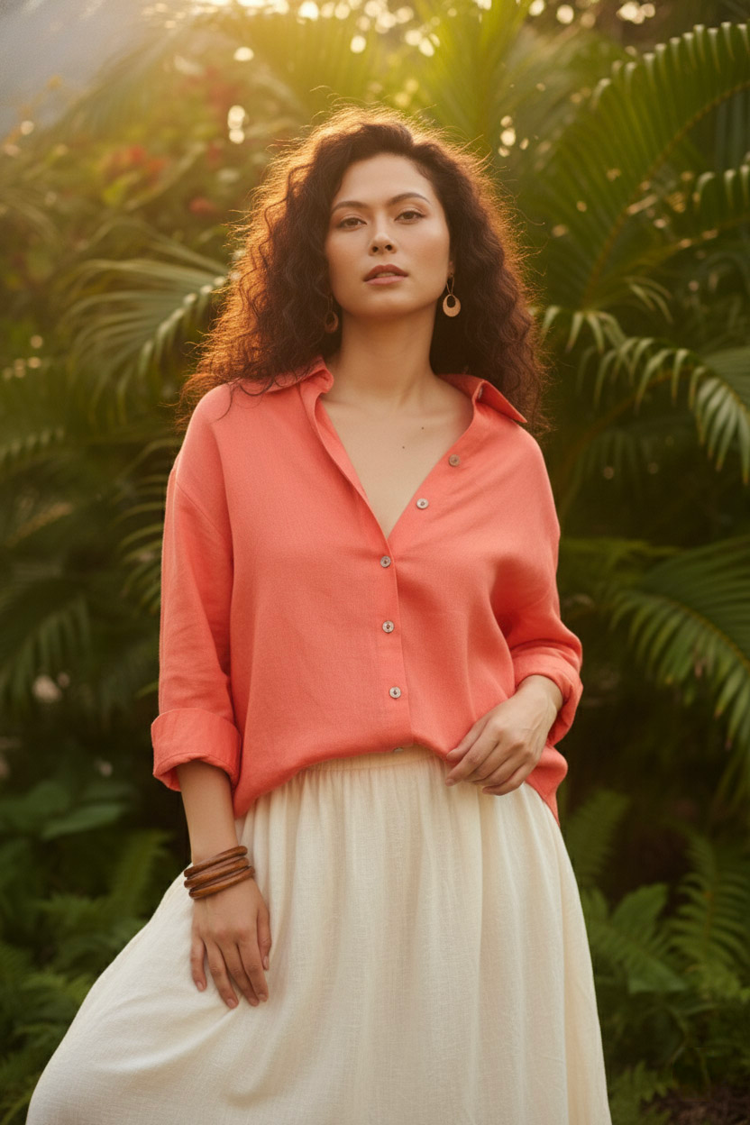 Áo sơ mi tay dài form rộng oversize linen thời trang Hity