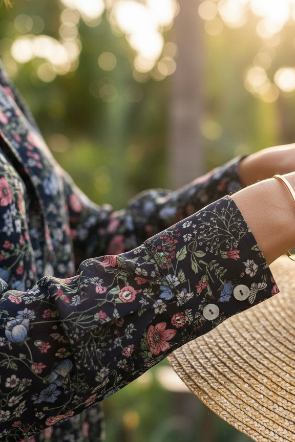 Áo sơ mi tay dài chiffon hoa thời trang Hity