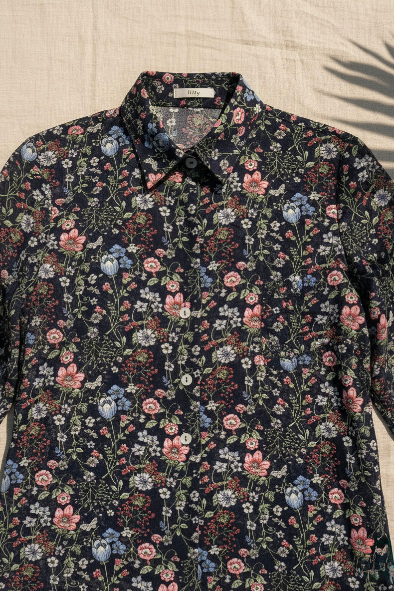 Áo sơ mi tay dài chiffon hoa thời trang Hity