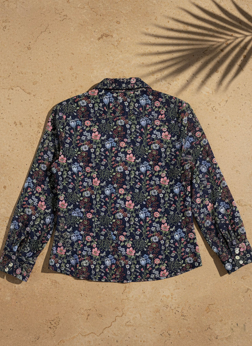 Áo sơ mi tay dài chiffon hoa thời trang Hity