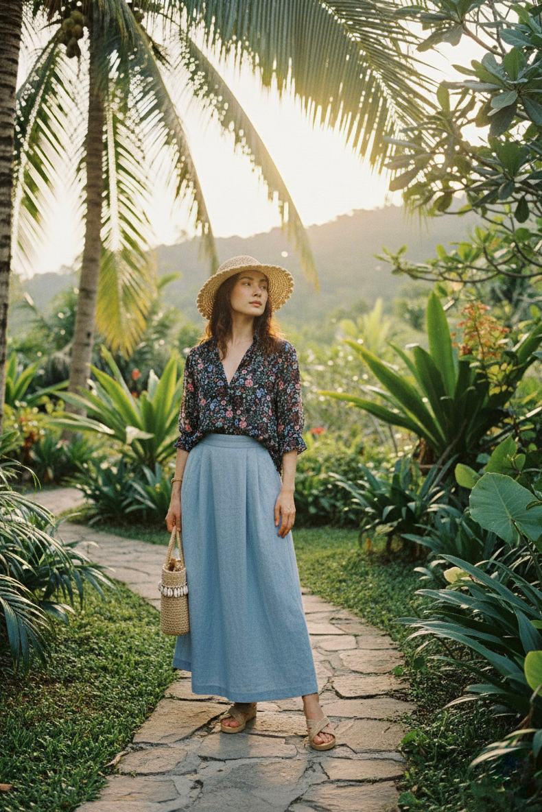 Áo sơ mi tay dài chiffon hoa thời trang Hity