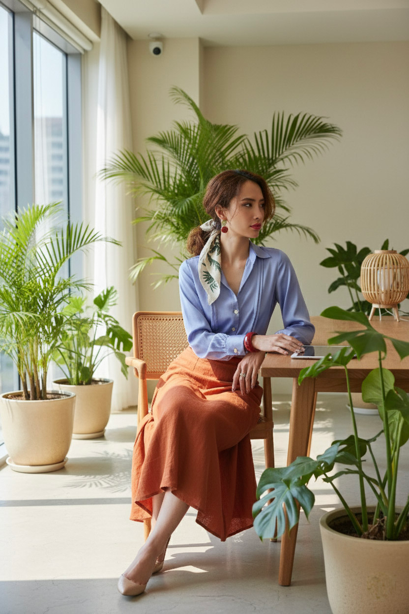 Áo sơ mi tay dài xanh nhạt thời trang Hity