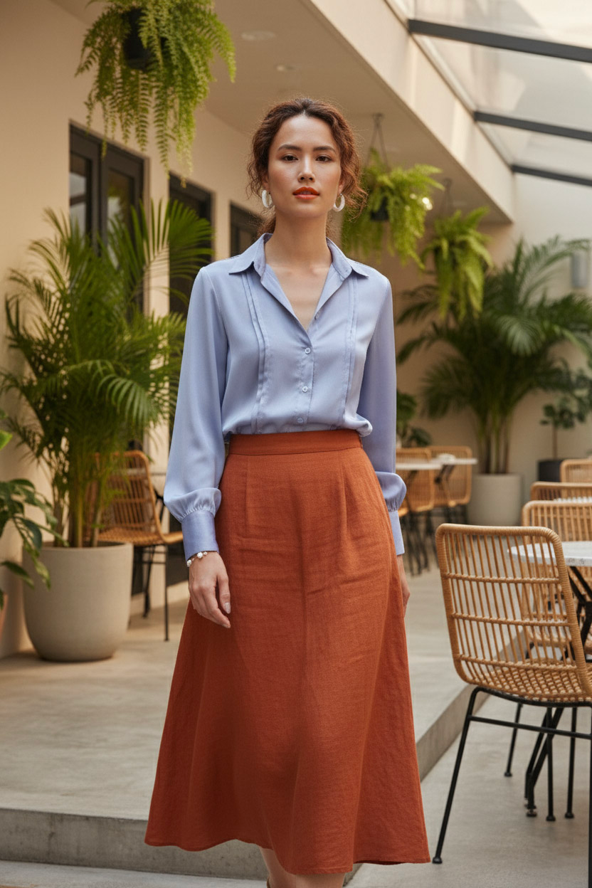 Áo sơ mi tay dài xanh nhạt thời trang Hity